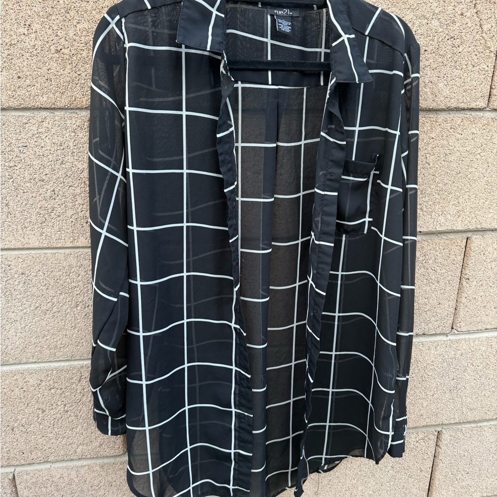 Rue21 Black and White Grid Shirt Jacket